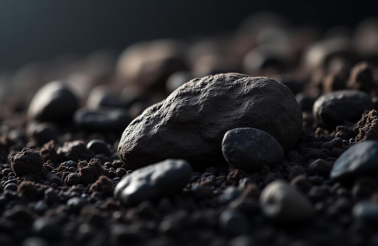 Macro shot of volcanic gravel and organic bio-char